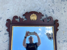 Load image into Gallery viewer, Chippendale-Style Solid Mahogany Wall Mirror – 29" x 46.5" – Carved Shell Crest & Gilt Inner Trim