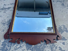 Load image into Gallery viewer, Chippendale-Style Solid Mahogany Wall Mirror – 29" x 46.5" – Carved Shell Crest & Gilt Inner Trim