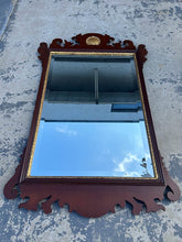 Load image into Gallery viewer, Chippendale-Style Solid Mahogany Wall Mirror – 29" x 46.5" – Carved Shell Crest & Gilt Inner Trim