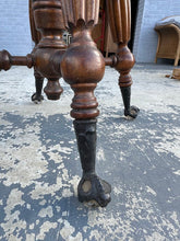 Load image into Gallery viewer, Antique Victorian Piano / Organ Stool – Adjustable Height – Cast Iron Claw Feet – Needlepoint Seat