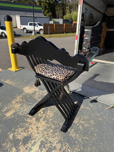 Load image into Gallery viewer, Black Savonarola (Dante) Chair with Leopard Upholstery