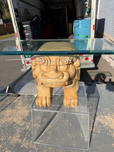 Load image into Gallery viewer, One-of-a-Kind Foo Dog Console Table with Acrylic Stands & Glass Top