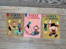 Load image into Gallery viewer, Lot of 3 Vintage Dell Comics — Lolly and Pepper (1950s–1960s) | Pete Hansen Art | Classic Family Humor