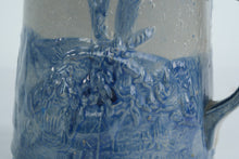 Load image into Gallery viewer, Antique Salt Glazed Stoneware Pitcher with Native American Relief Scene and Chief Handle 8 Inch