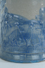 Load image into Gallery viewer, Antique Salt Glazed Stoneware Pitcher with Native American Relief Scene and Chief Handle 8 Inch