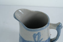 Load image into Gallery viewer, Antique Salt Glazed Stoneware Pitcher with Native American Relief Scene and Chief Handle 8 Inch
