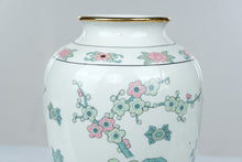 Load image into Gallery viewer, Vintage Japanese Imari Floral Porcelain Vase Gold Trim Wood Stand 12 Inch
