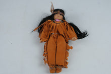 Load image into Gallery viewer, Native American Style Doll 19 Inch Black Hair Brown Fringe Outfit Feather Headband