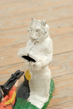 Load image into Gallery viewer, J E Stevens Indian Shooting Bear Cast Iron Mechanical Bank White Bear Variant 1883