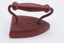 Load image into Gallery viewer, Antique Cast Iron Sad Iron Red Painted Wood Handle Decorative Flat Iron