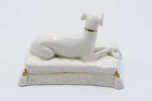 Load image into Gallery viewer, Italian Porcelain Greyhound Whippet Dog Figurine Gold Trim 5 Inch