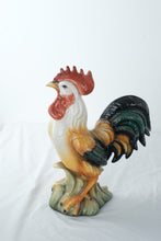 Load image into Gallery viewer, Vintage Italian Hand Painted Ceramic Rooster Figurine Large Majolica Style 14.5 Inch