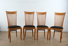Load image into Gallery viewer, A. Sibau Italian Slat Back Dining Chairs Set of 4 Wood Frame Upholstered Seat