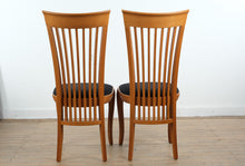 Load image into Gallery viewer, A. Sibau Italian Slat Back Dining Chairs Set of 4 Wood Frame Upholstered Seat