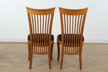 Load image into Gallery viewer, A. Sibau Italian Slat Back Dining Chairs Set of 4 Wood Frame Upholstered Seat