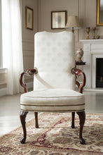 Load image into Gallery viewer, Traditional Mahogany Queen Anne Accent Armchair with Shell Pattern Upholstery
