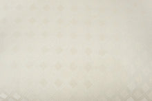 Load image into Gallery viewer, Traditional Upholstered Armchair with Carved Wood Frame and Ivory Diamond Pattern Fabric