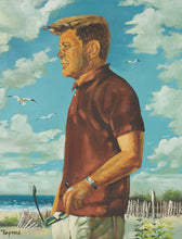 Load image into Gallery viewer, Original Oil Painting JFK Style Coastal Portrait Man Beach Scene Signed Topman 16x20