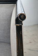 Load image into Gallery viewer, Neoclassical Style Upholstered Settee with Ebonized Carved Wood Frame