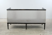 Load image into Gallery viewer, Neoclassical Style Upholstered Settee with Ebonized Carved Wood Frame