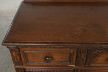 Load image into Gallery viewer, Antique 1920s Jacobean Revival Carved Wood Buffet Sideboard – 62 Inches
