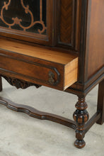 Load image into Gallery viewer, Jacobean Revival Walnut China Cabinet Display Cabinet with Carved Glass Door - Online Only
