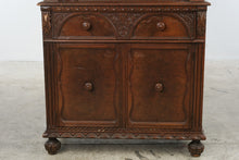 Load image into Gallery viewer, Antique 1920s Jacobean Revival Carved Wood Cabinet with Turned Columns