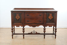 Load image into Gallery viewer, Jacobean Style Carved Wood Buffet Server Cabinet with Drawers and Side Storage
