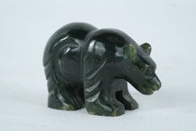 Load image into Gallery viewer, Carved Green Stone Bear Figurine Inuit Style Animal Sculpture