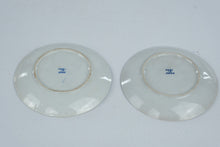 Load image into Gallery viewer, Vintage Japanese Blue and White Porcelain Tea Cup Saucers Crane Bird Set of 2