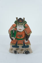 Load image into Gallery viewer, Antique Japanese Polychrome Warrior Guardian Figure, Late Edo–Early Meiji Folk Sculpture (11” Tall)
