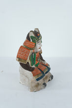 Load image into Gallery viewer, Antique Japanese Polychrome Warrior Guardian Figure, Late Edo–Early Meiji Folk Sculpture (11” Tall)