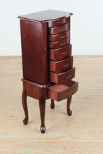 Load image into Gallery viewer, Cherry Jewelry Armoire with Mirror and Side Necklace Storage Cabinet