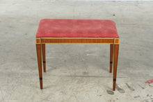 Load image into Gallery viewer, John Widdicomb Neoclassical Inlaid Wood Upholstered Vanity Bench