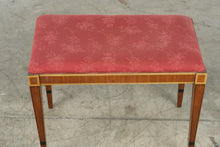 Load image into Gallery viewer, John Widdicomb Neoclassical Inlaid Wood Upholstered Vanity Bench