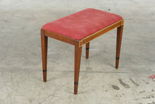 Load image into Gallery viewer, John Widdicomb Neoclassical Inlaid Wood Upholstered Vanity Bench