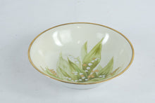 Load image into Gallery viewer, Hand-Painted Limoges Porcelain Bowl – “Lily of the Valley” by Joures, France – Gold Rim