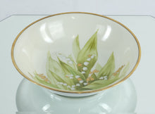 Load image into Gallery viewer, Hand-Painted Limoges Porcelain Bowl – “Lily of the Valley” by Joures, France – Gold Rim