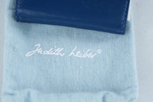 Load image into Gallery viewer, Judith Leiber Blue Leather Compact Wallet Jeweled Cabochon Made in Spain