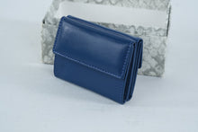 Load image into Gallery viewer, Judith Leiber Blue Leather Compact Wallet Jeweled Cabochon Made in Spain