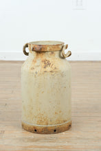 Load image into Gallery viewer, Antique Galvanized Metal Milk Can with Handles – Rustic Farmhouse Decor Vessel – 18” Tall