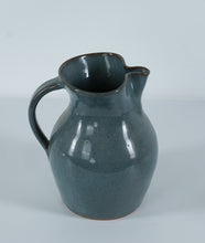 Load image into Gallery viewer, Jugtown Pottery Pitcher – Handcrafted Stoneware Blue Glaze, Signed & Dated 1995