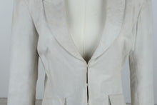 Load image into Gallery viewer, June Cream Leather Blazer Jacket Silk Lined Size Medium