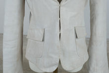 Load image into Gallery viewer, June Cream Leather Blazer Jacket Silk Lined Size Medium