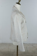 Load image into Gallery viewer, June Cream Leather Blazer Jacket Silk Lined Size Medium