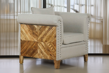 Load image into Gallery viewer, Kaitlyn Mango Wood Solid Parquet Arm Chair in Linen Fabric by AFD Home