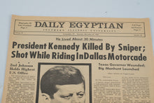 Load image into Gallery viewer, 1963 JFK Assassination Newspaper Daily Egyptian November 23 Kennedy Killed