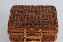 Load image into Gallery viewer, Vintage Child Porcelain Tea Set with Wicker Picnic Basket Doll Play Set