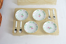 Load image into Gallery viewer, Vintage Child Porcelain Tea Set with Wicker Picnic Basket Doll Play Set