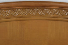 Load image into Gallery viewer, King Size Wood Bed Frame with Parquet Headboard and Carved Leaf Detail